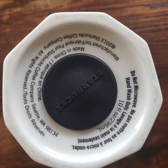 STARBUCKS White Mermaid Embossed Faceted Ceramic Travel Mug Tumbler 10 oz 2013 - Picture 4 of 4